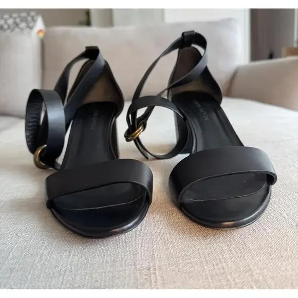 JENNI KAYNE - Black Leather Strap Block Heels Sandals - Size 39 EU 9 US - Picture 8 of 9